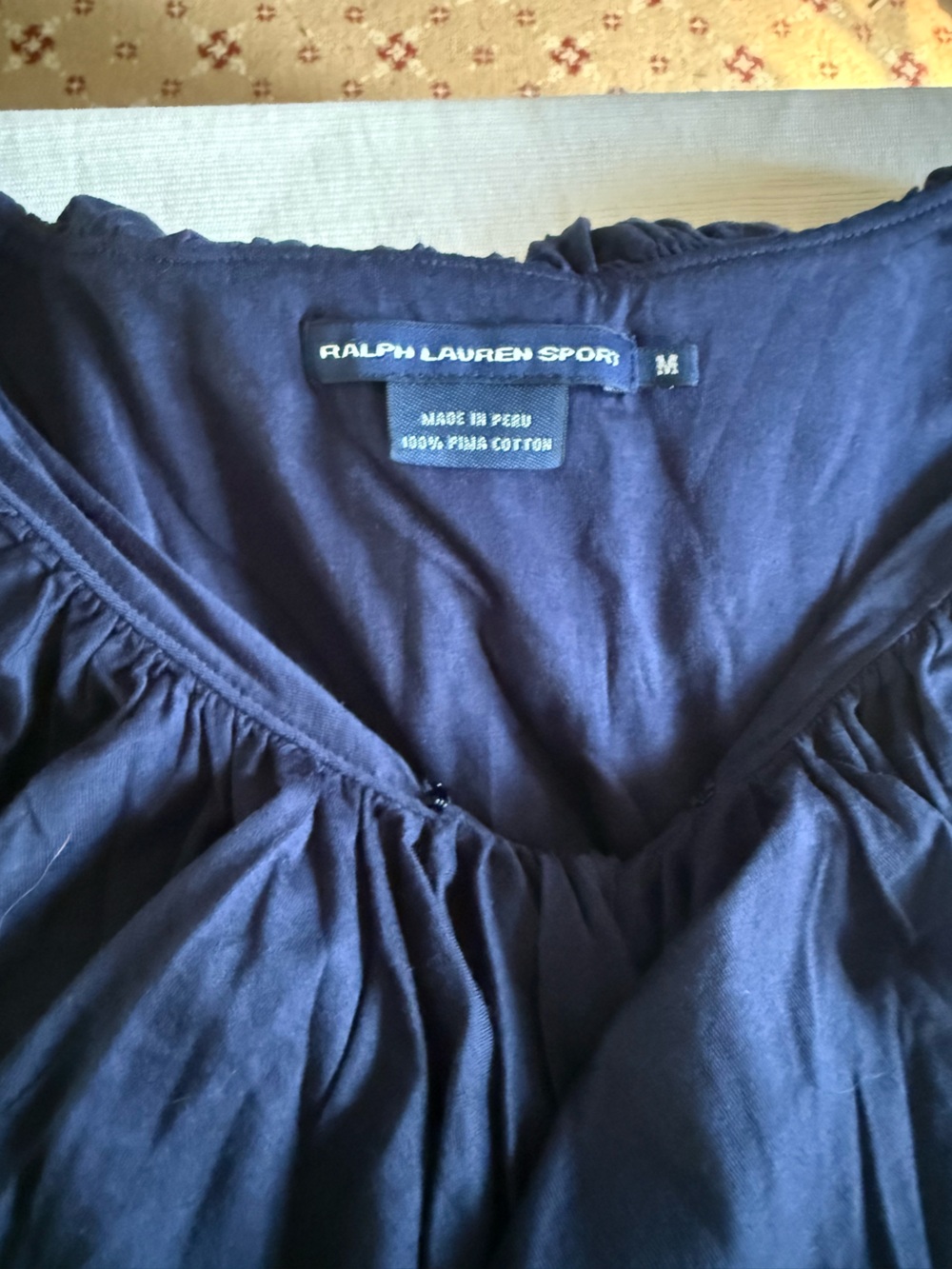 Ralph Lauren Navy Off-Shoulder Ruffle Top - Picture 2 of 3